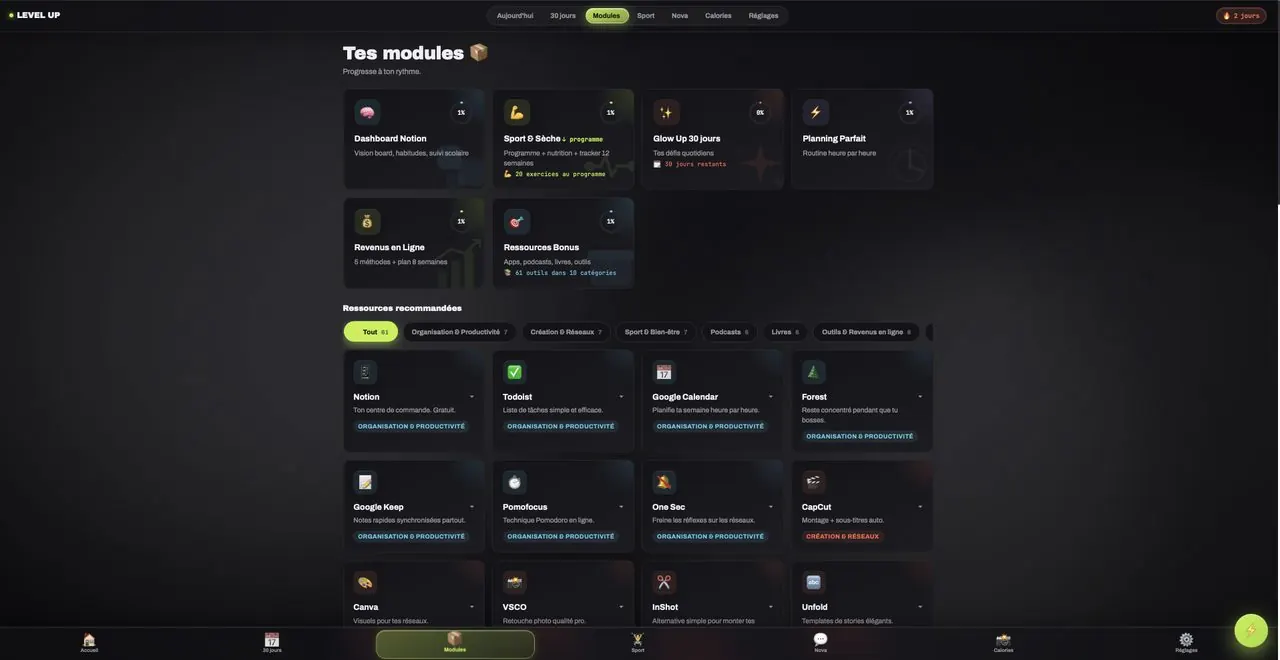 Modules sur ordinateur